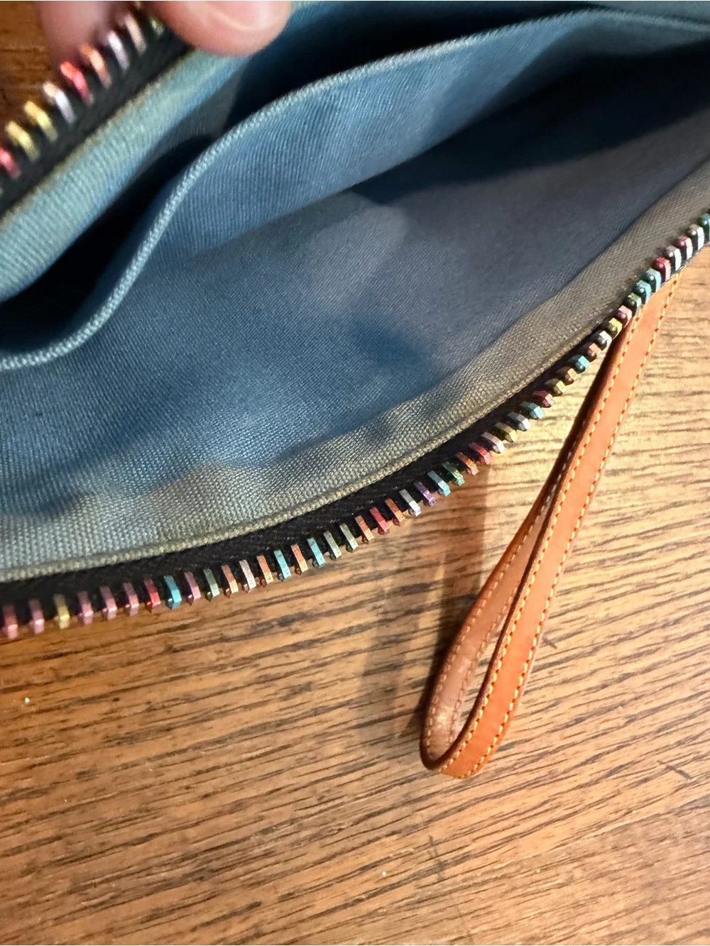 Dooney & Bourke Black Wristlet Pouch with Multicolor DB Logo